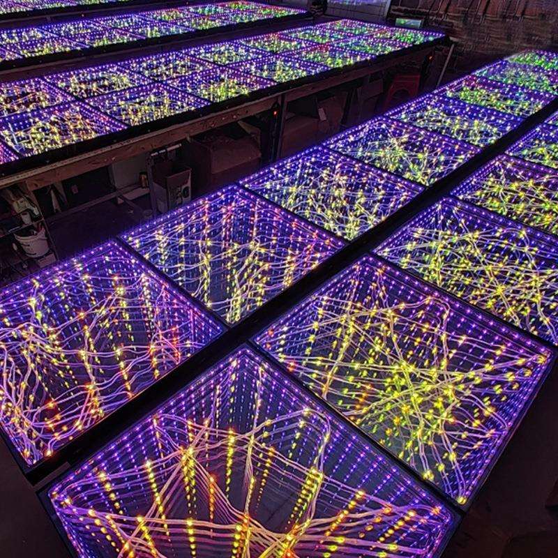 3D星光跳舞地砖灯酒吧派对磁吸深渊镜led发光舞池地板灯星空磁吸