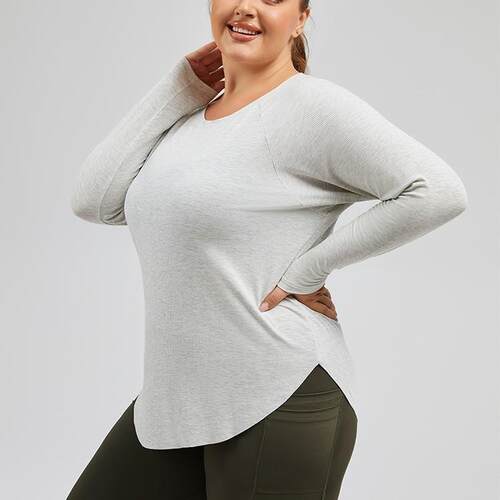 Large hem side slit sports top women's yoga suit fitness