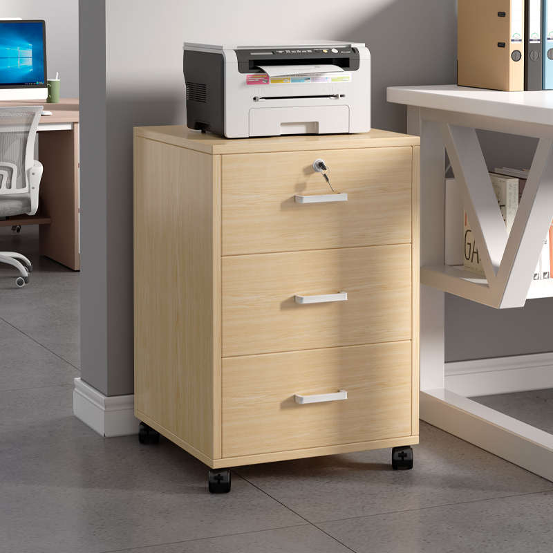 办公桌边柜侧柜储物柜带锁隔断柜小矮柜桌下文件柜低柜打印机柜子