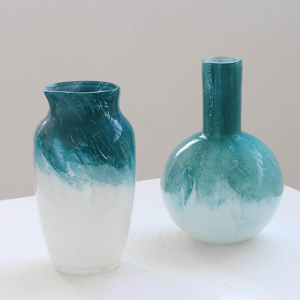 简约中古渐变小口玻璃花瓶家居摆件客厅餐桌水培轻奢软装饰品