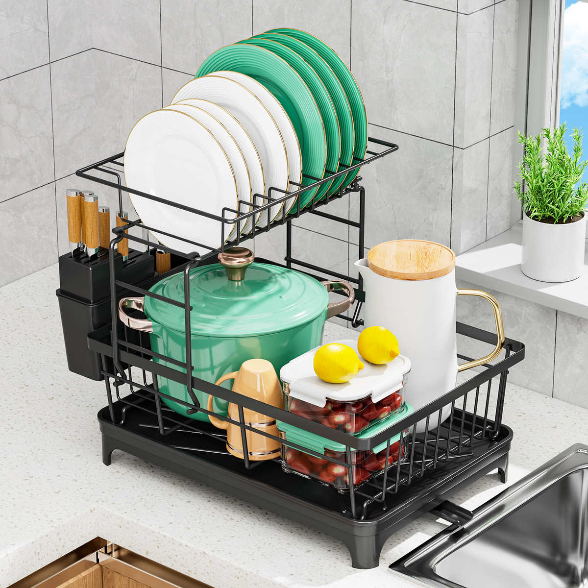 厨房盘子置物架碗碟收纳架碗筷碗盘沥水架多功能放碗架餐具