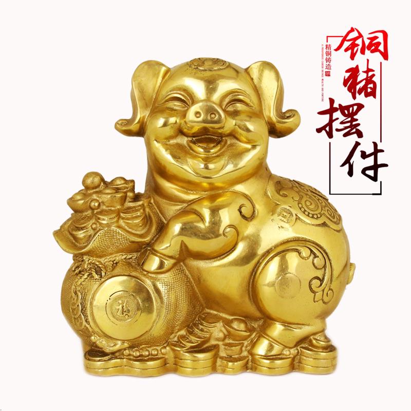 铜猪摆件金猪猪福猪 十二生肖猪 聚宝盆铜猪如意猪元宝家居装饰品