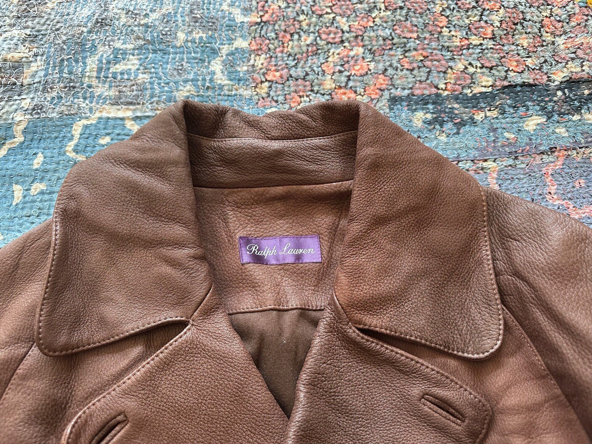 Ralph Lauren Purple Label Leather Coat — label