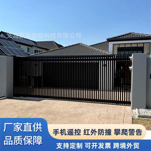 跨境铝合金学校大门铁艺别墅庭院电动平移双开中欧式大门家用院子