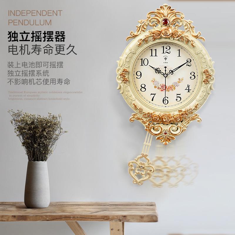 北极星欧音式钟创意挂钟摇摆尚挂表墙挂卧室厂家表静客厅时时钟石