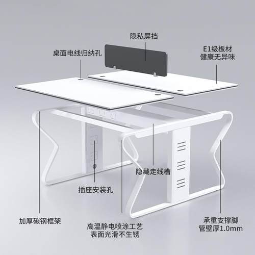职员办公桌四人位写字楼员工桌工位简约现代屏风电脑桌厂家