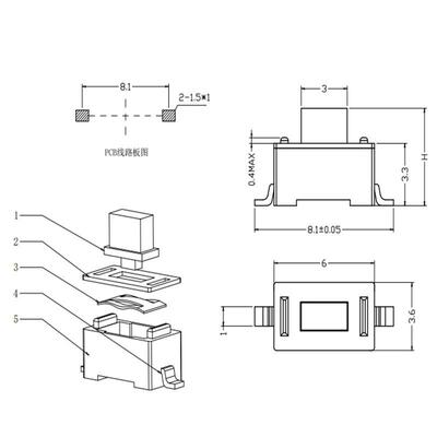 跃一编带邮3*6*通用~8H贴片轻触开关2脚小动按键包微按钮43x6编带