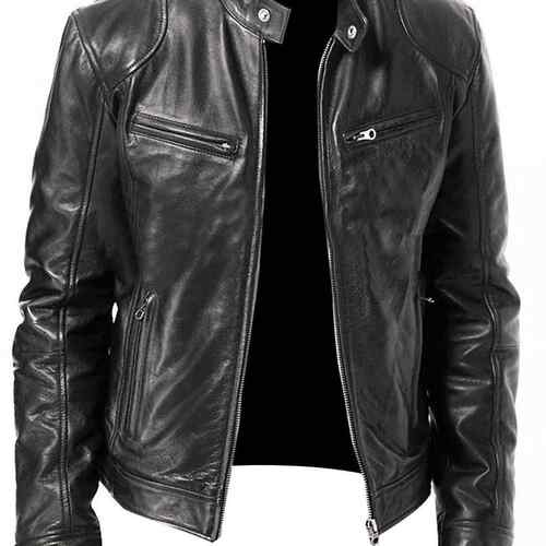 Warm and domineering motorcycle men's multi pocket jacket,