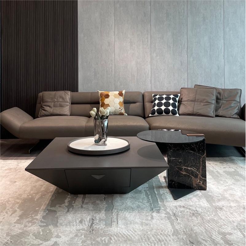 意式高端胡桃木茶几组合轻奢客厅家用佗寂风茶几极简方形小户型