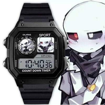 sans传说之下Undertale周边手表方块电子表静音闹钟夜灯计时日期