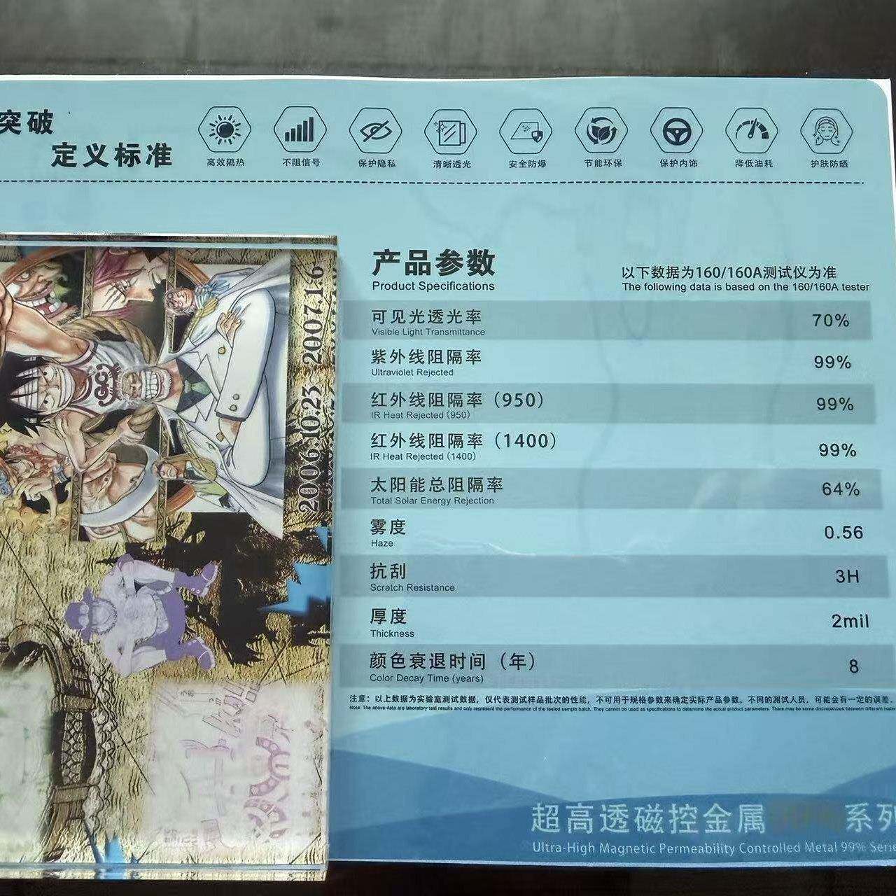 汽车超高透高隔热玻璃防爆膜2mil厚度汽车贴膜防晒隔热膜整卷30米
