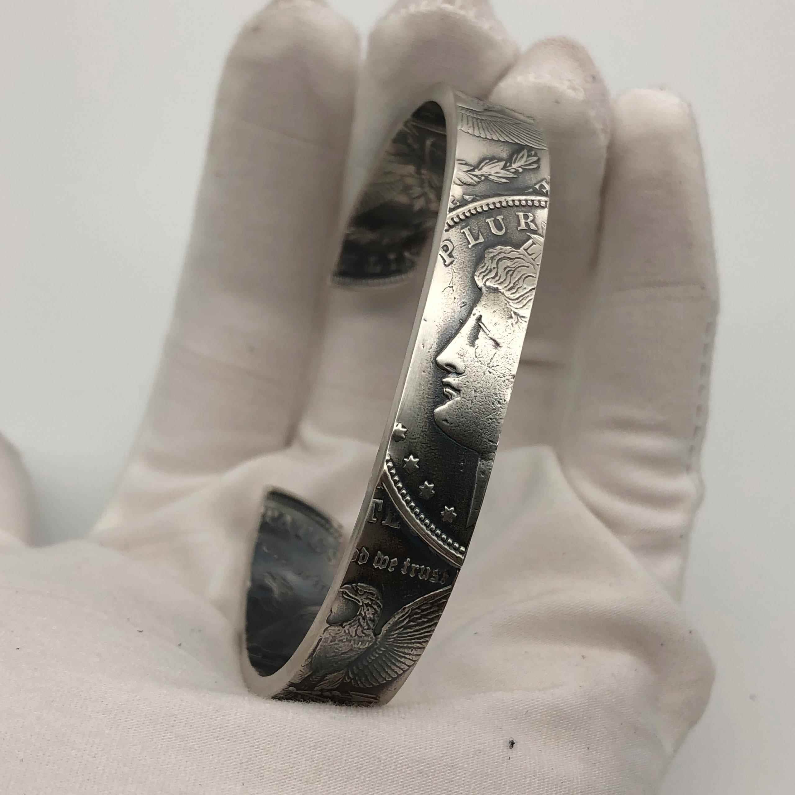 正品男摩根币手工覆古银手镯创意个美性欧飞鹰女神5硬币s92纯银手