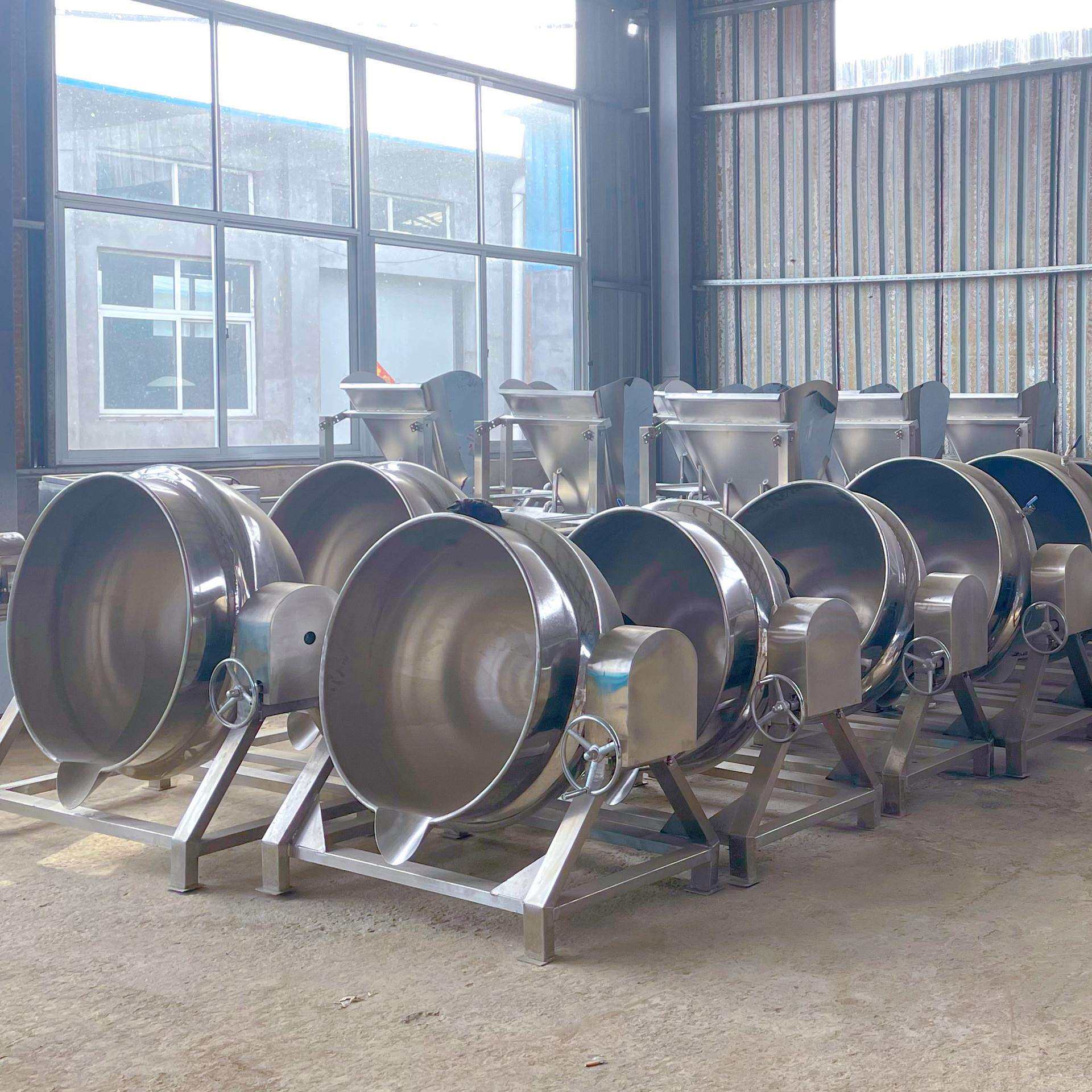 电加热夹层锅熟食卤煮锅自动搅拌倾斜出料熬汤化糖搅拌锅商用夹层