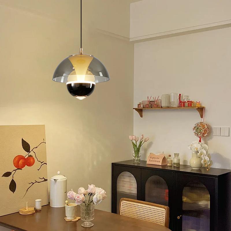 厅灰花苞床头吊灯现代约简意式轻46奢感2025新款烟餐卧室吊线灯