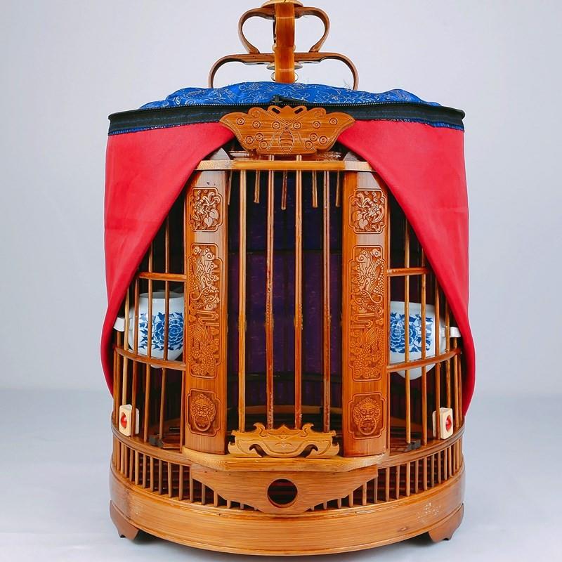 凯小斌画 画眉鸟笼小号高端竹制小鸟笼子全套配件大全精品八哥笼