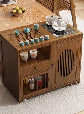 中新SBH式动茶台小茶桌用茶车移带轮阳台茶几客厅烧水壶家一体茶