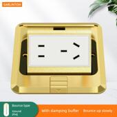 120型防水铜地板插座阻尼10A五孔弹出式 多功能英国和英国标准六孔