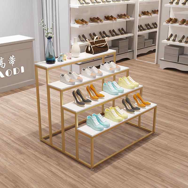 服装店展示台包包鞋子长方形中岛流水台阶梯式装饰道具鞋架展示架