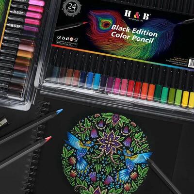 24/50Colors H&B Black Woold Colored Oil Pencil 3.3 Lead Draw