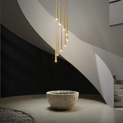 楼ltao6715梯程间长大吊灯别墅式楼轻奢旋转复楼梯灯全铜堂售楼部