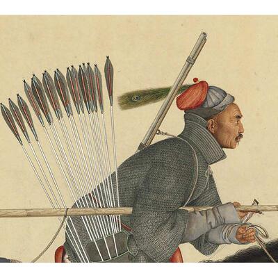 1:1清郎世宁阿玉锡持矛荡寇图卷国画装饰画高清喷绘复制临摹范本