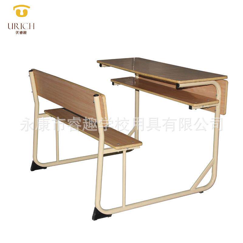 双人连体课桌椅学校学生课桌椅子培训辅导班用椅厂家直供