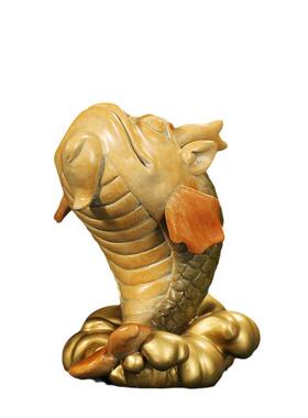 上古兽神面龙九子黄铜桌彩绘小摆件办公HKU室书房客厅创意祥瑞装