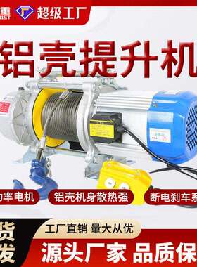 现货提升机220V家用小型铝壳快速起重吊机电动葫芦1吨卷扬机80