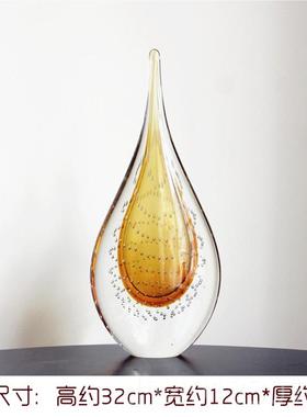 高档摆水家居客厅装饰大件抽象滴现代奢简约创意淄博轻玻璃琉璃艺