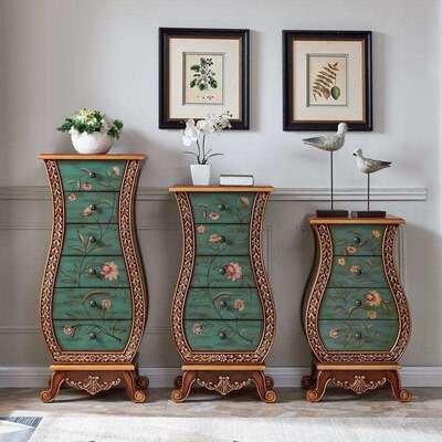 欧式实储CQ66117纳物柜三四五木斗柜装饰收柜柜美式抽屉柜彩绘储