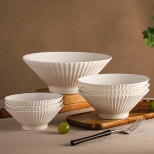 骨瓷斗笠碗家用高级感日式拉面 面碗好看的米饭碗陶瓷汤面 面碗浮
