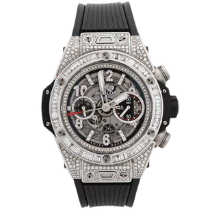 宇舶表BIG BANG钛自动机械手表男表411.NM.1170.RX后镶钻 9.8新