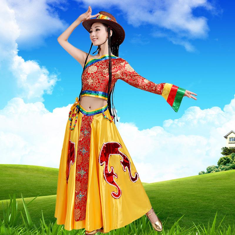 正品藏族蹈演出服女民成儿童康舞定情歌少数族藏族服装舞人台表演