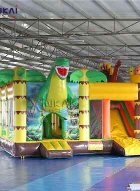 游户外乐园气蹦充床S2002015滑梯组合商用卡堡通丛林恐龙主题充气