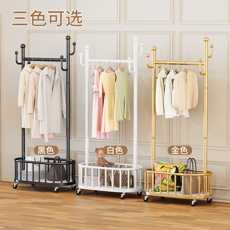 衣架地卧室挂衣架落移动带轮奢家用客厅网红可轻晾衣架简易衣帽架