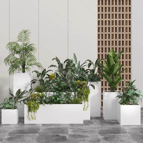 户外不锈钢定制花箱阳台种植箱商业街成品花坛组合铁艺长方形花槽
