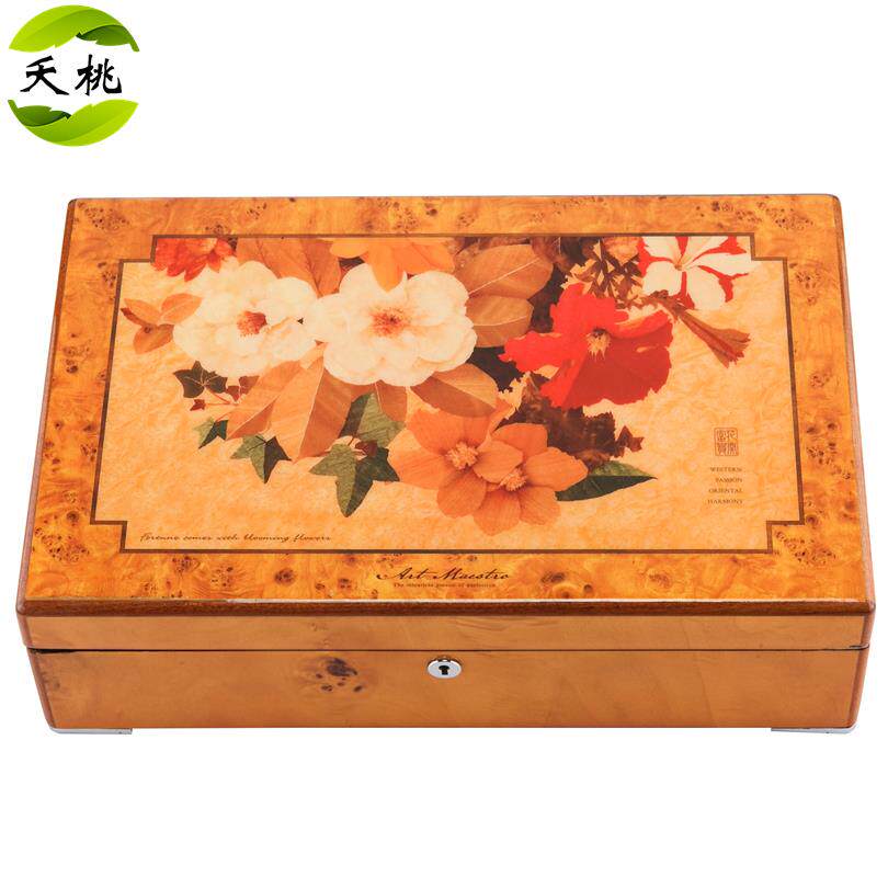 高档夭桃（饰品）艺表术大师琴烤漆首饰盒实质手钢盒珠宝收藏收纳