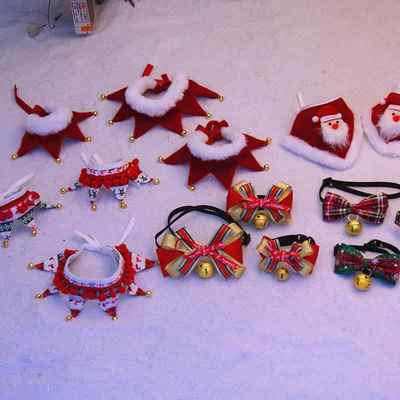 宠物圣诞节日装扮围脖装饰用品狗狗围巾猫咪万圣节口水巾蝴蝶领结