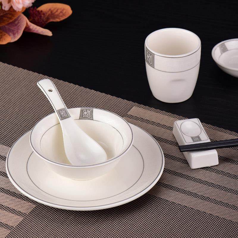 酒店摆台餐具五件套陶瓷碗盘碟火锅台面饭厅饭店金边餐具用品套装,餐饮具,碗,淘宝优惠券,粉丝福利购,淘宝优惠卷