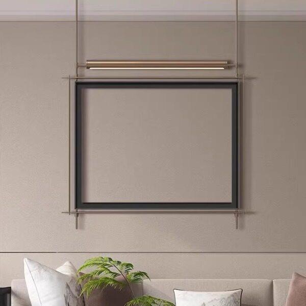 新中式发光灯中古金属入玄关壁灯画 画框铁艺挂件客厅饭厅立体挂