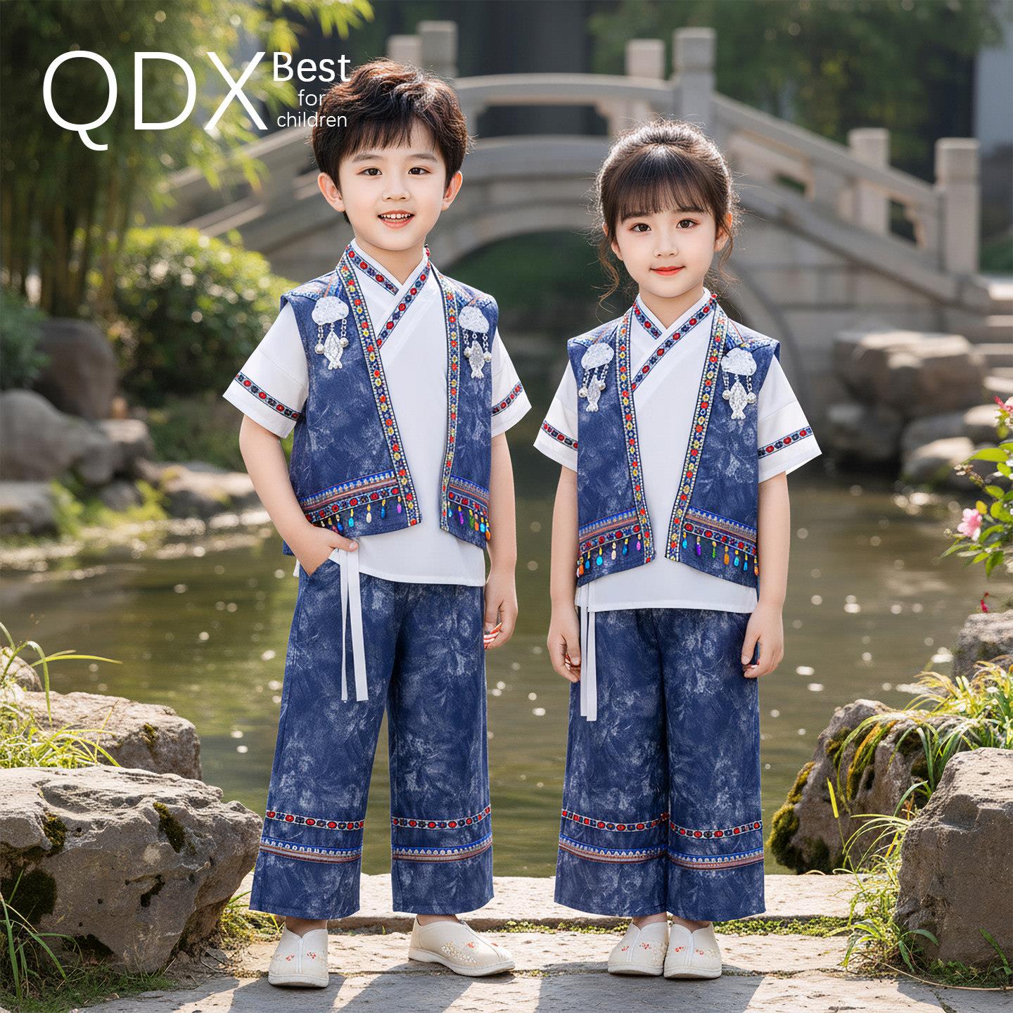 儿童少数民族演出服广西壮族三月三服装苗族侗族男女童民族风童装