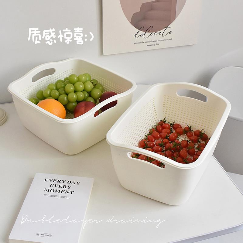双层洗菜盆沥水篮塑料大号收纳筐洗水果神器厨房淘菜盆滤水篮家用