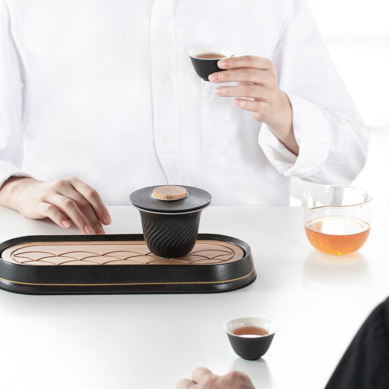 创意陶瓷便携茶具套装旅行快客杯车载户外个人泡茶杯同心杯小套lo