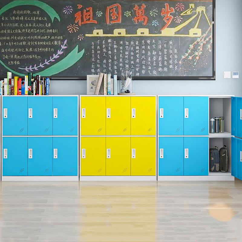 彩色更衣柜铁皮柜子教室多格班级储物柜带锁中小学生幼儿园书包柜