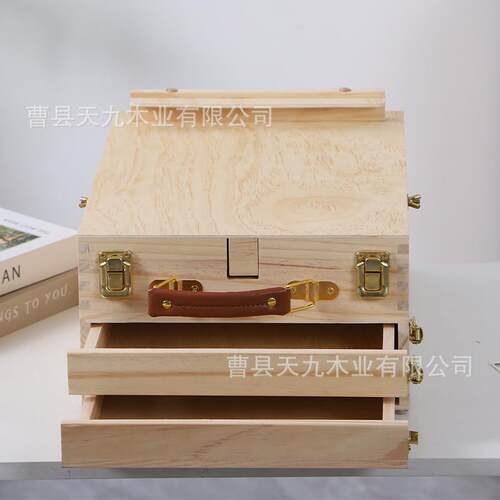 现式桌面货实木台画架两层收纳工具盒儿童架小画新中式作素描板画