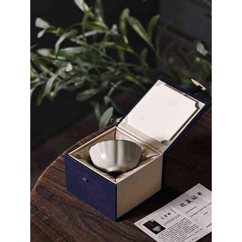 批发米黄汝窑主人杯单杯手工陶瓷开片冰裂釉杯个人品茗杯茶盏功夫