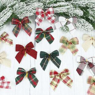 Gold Bow Christmas Tree Printed Bows 20pcs Dust