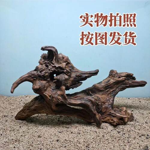 沉木造景鱼缸装饰紫柚木拱桥乌龟晒台蜥蜴躲避