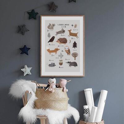 Cartoon Animals Wall Art Canvas Painting Posters Kids Room