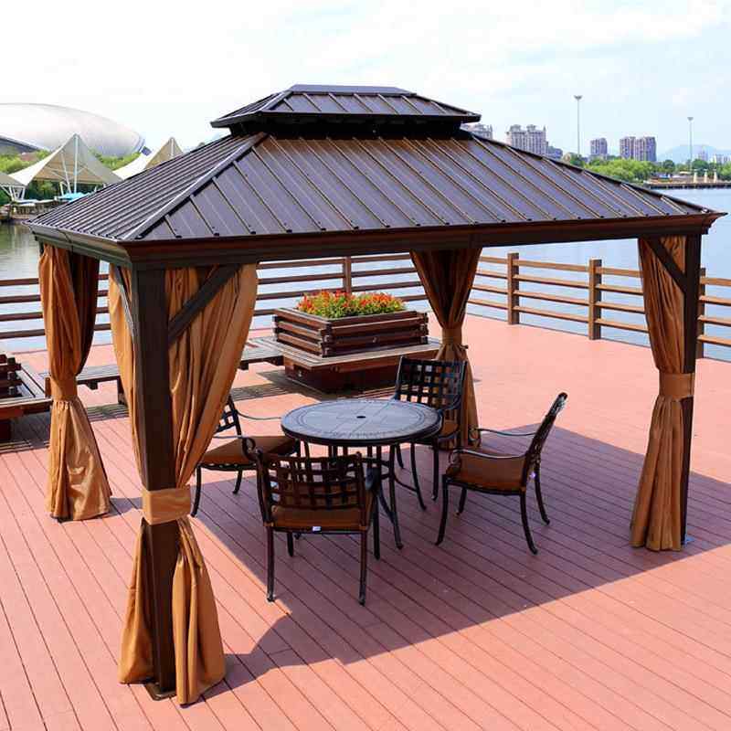 户外遮阳篷庭院铝质帐篷3*3.65M卢森堡大号景观雨篷花园休闲篷